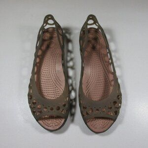 Crocs womens clear Adrina Jelly eyelet peep toe  flats 6 M